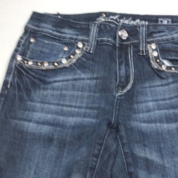LIKE NEW PREMIUM LA IDOL MIDRISE BOOTCUT JEANS 31x32 CRYSTALS 💎 - Picture 6 of 10
